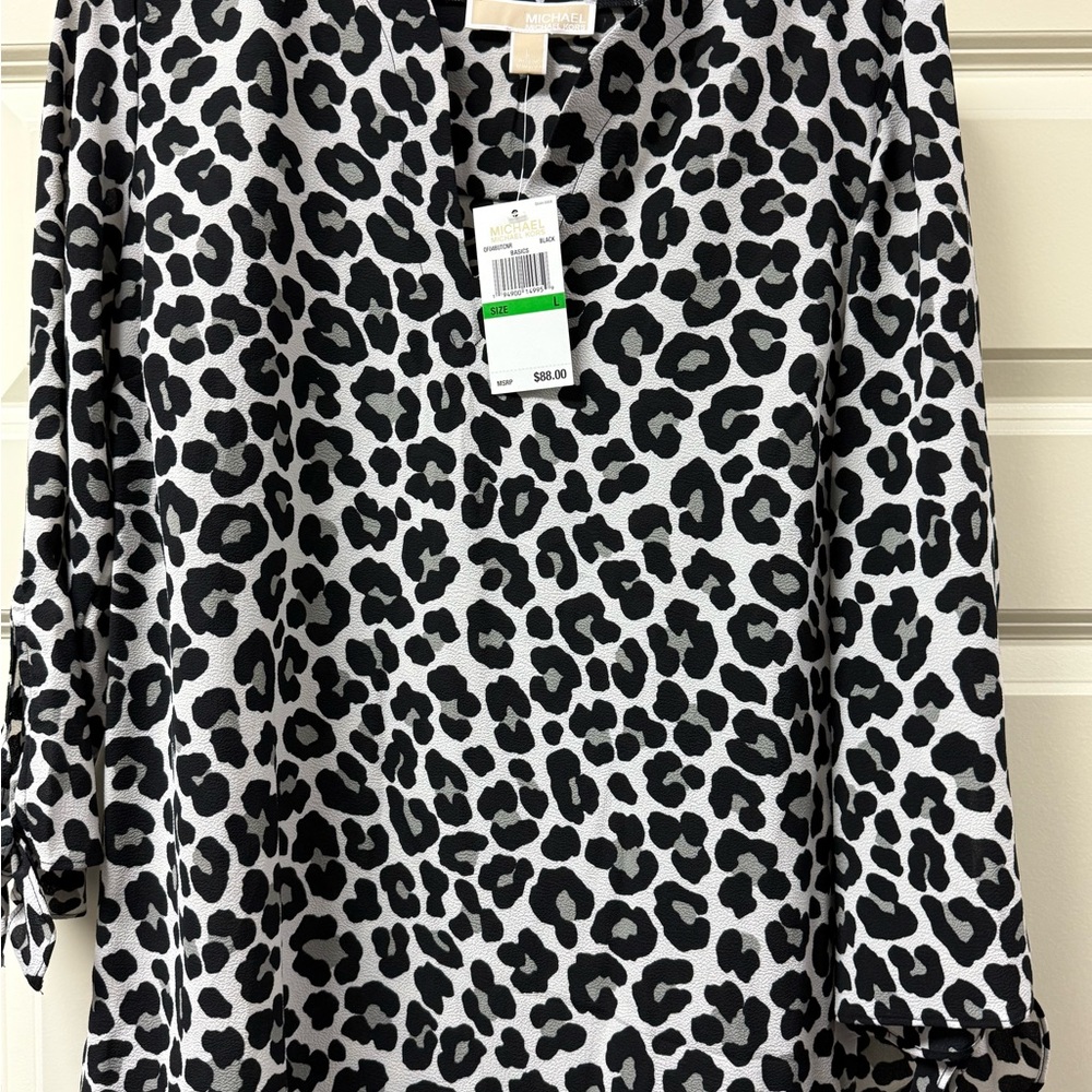 Michael Kors Black and light gray Animal Print Blouse